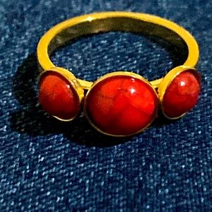 Gold over Red jasper ring